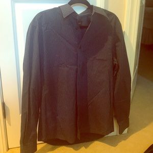 Eddie Bauer Navy Blue Collared Long Sleeve M